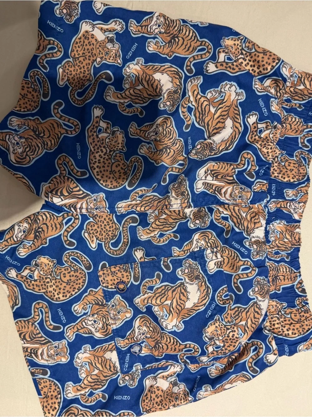 Kenzo Kids Blue Tiger-Print Swim Shorts